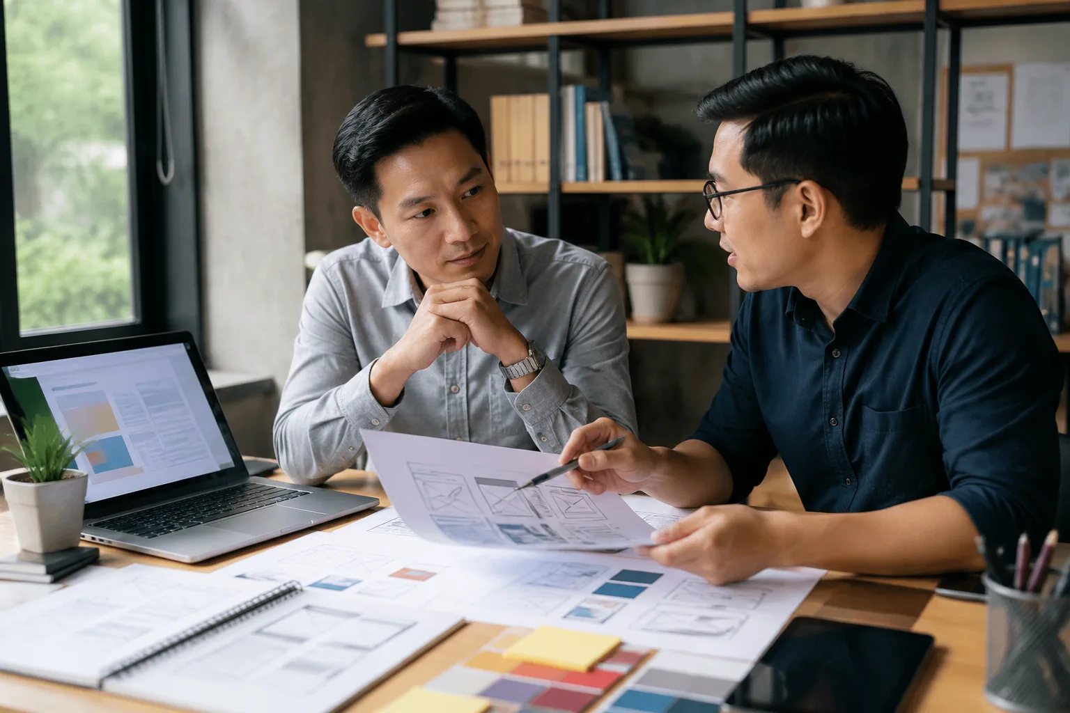 Chuyên gia thiết kế website phân tích cấu trúc trải nghiệm người dùng cùng đại diện doanh nghiệp Việt Nam