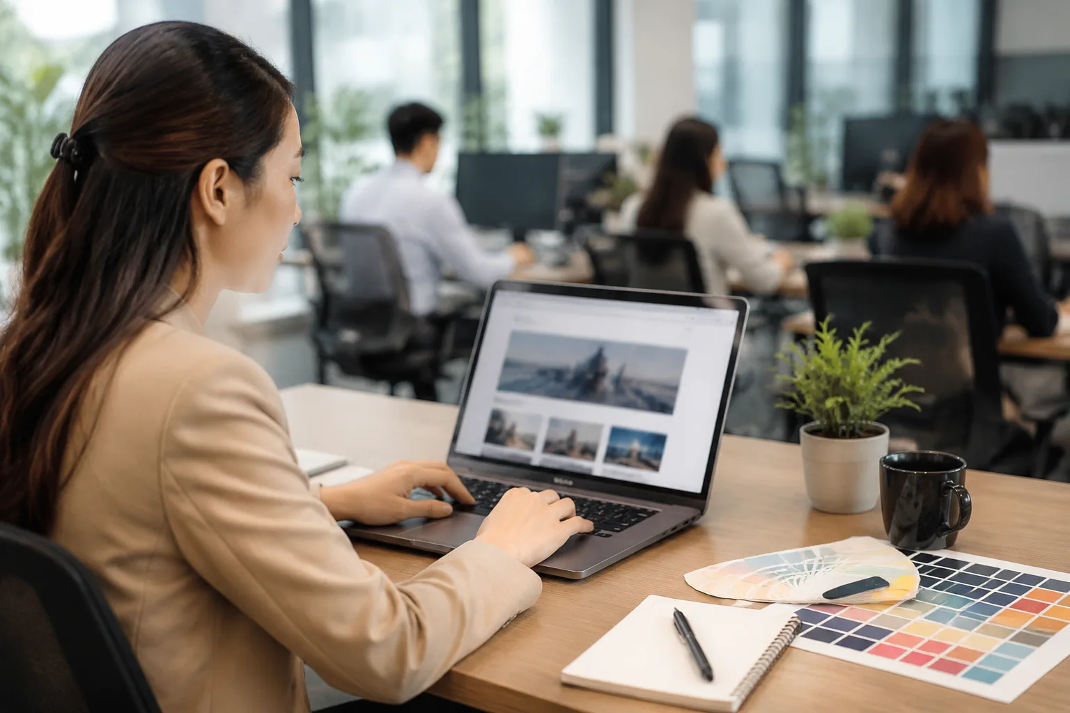 Nhân sự marketing Việt Nam cập nhật nội dung website trong quy trình làm việc hằng ngày