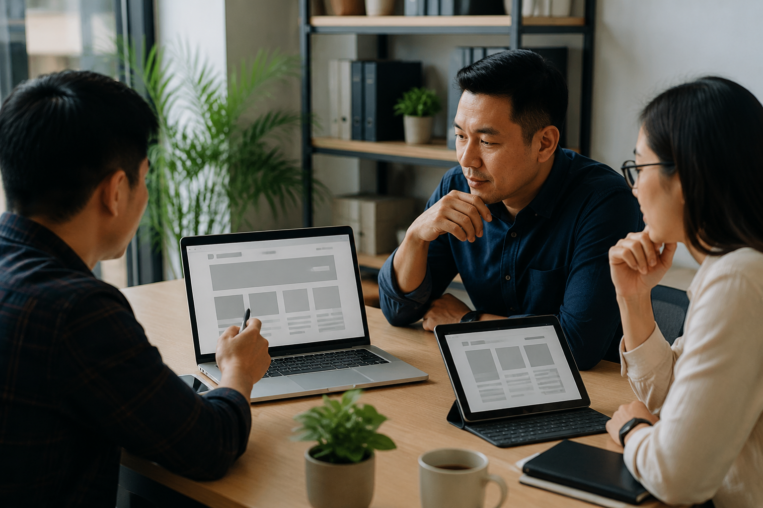 Chủ doanh nghiệp Việt Nam phân tích cách tổ chức các nhóm nội dung website với đội ngũ thiết kế trong buổi tư vấn