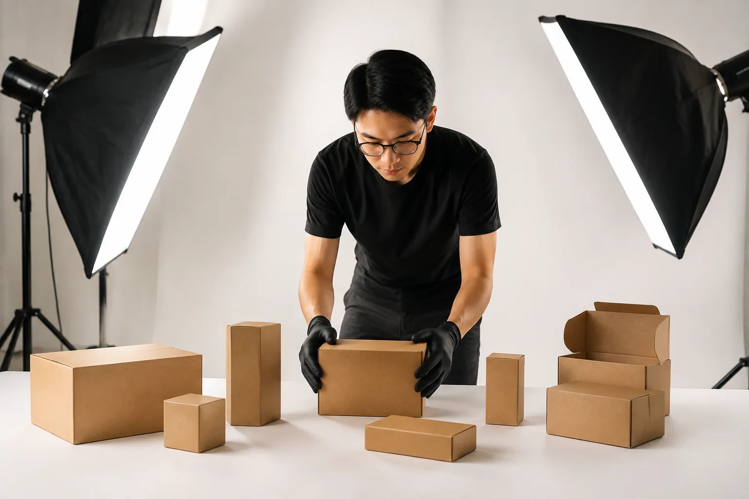 Sắp xếp sản phẩm thực tế để chụp ảnh tư liệu cho website doanh nghiệp