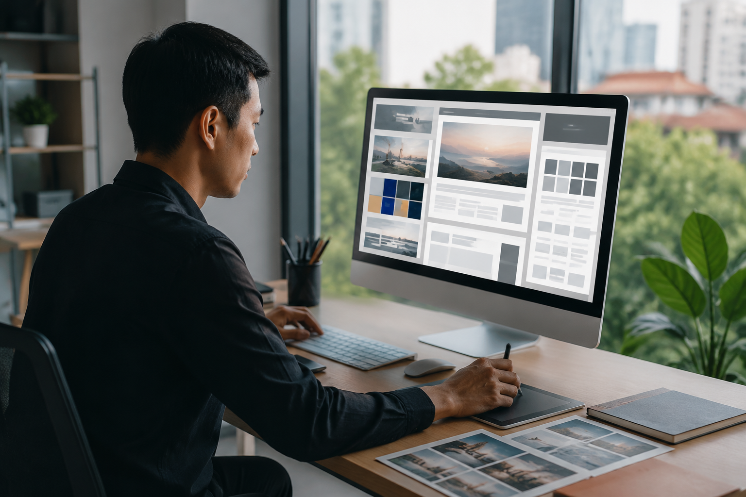 Chuyên gia marketing Việt Nam phân tích cấu trúc website và landing page trên màn hình để tối ưu chiến dịch