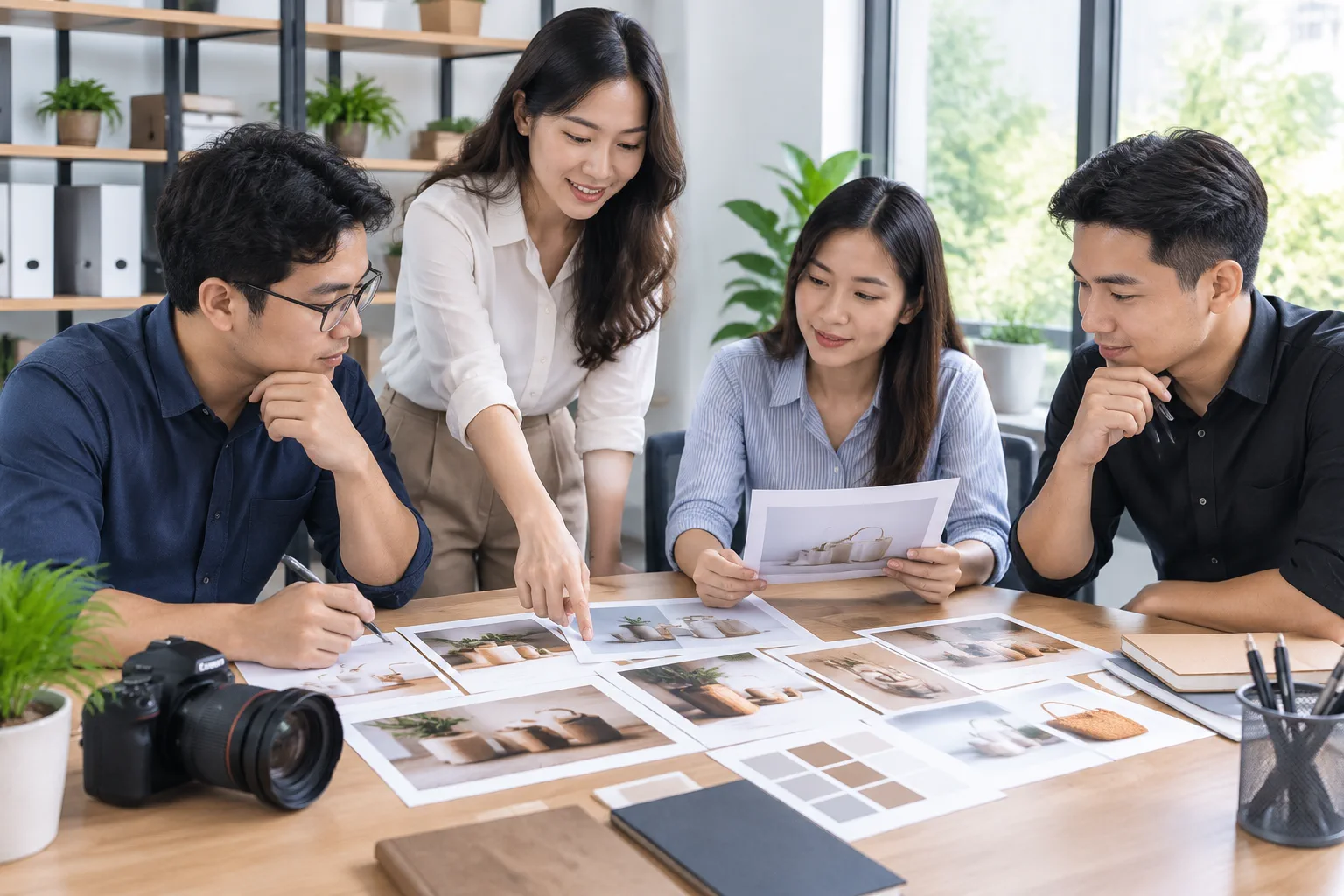 Đội ngũ doanh nghiệp Việt Nam kiểm tra hình ảnh sản phẩm và nội dung truyền thông trước khi đưa lên website