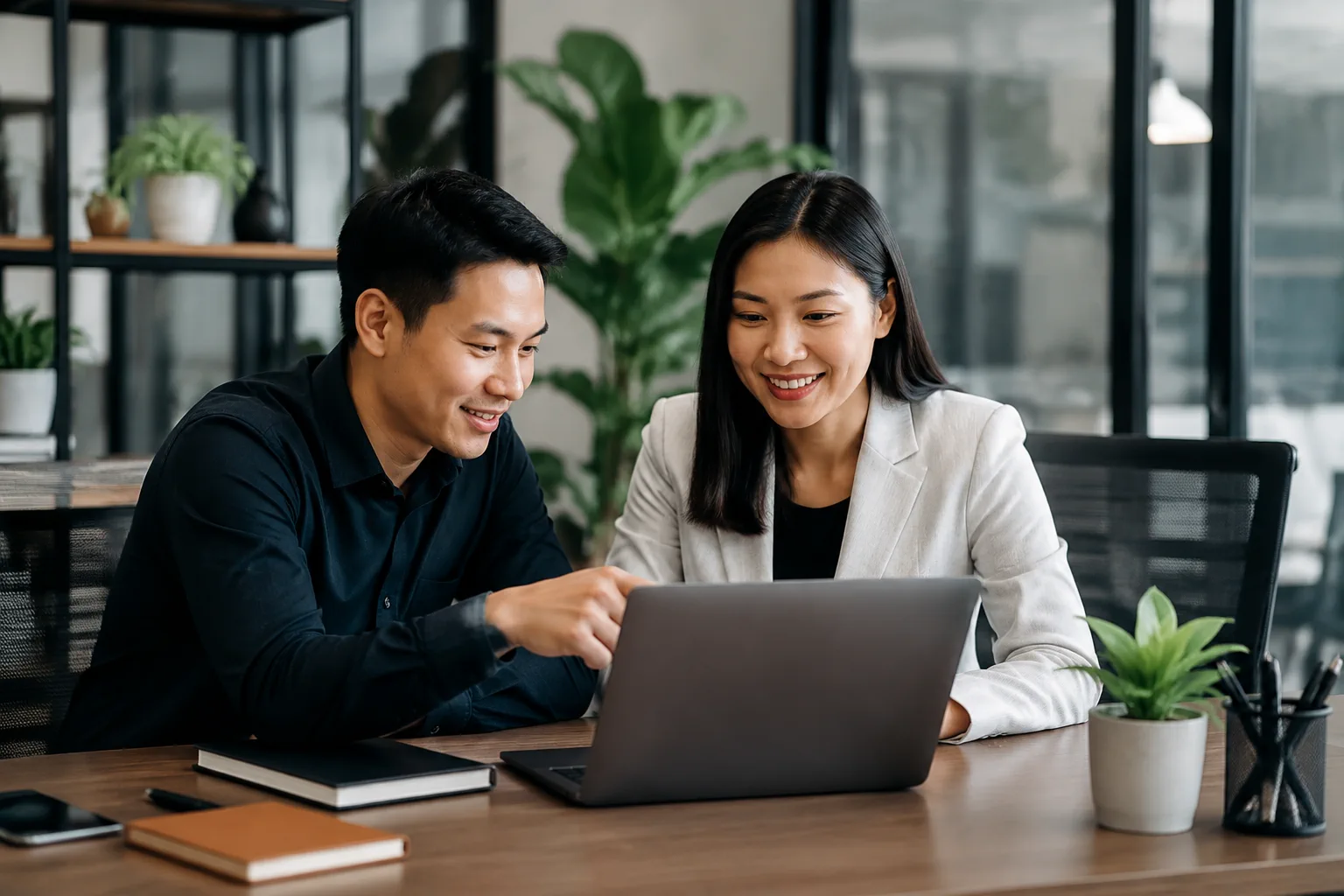 Chuyên viên và đại diện doanh nghiệp Việt Nam phối hợp kiểm tra tiến độ hoàn thiện website trong giai đoạn bàn giao