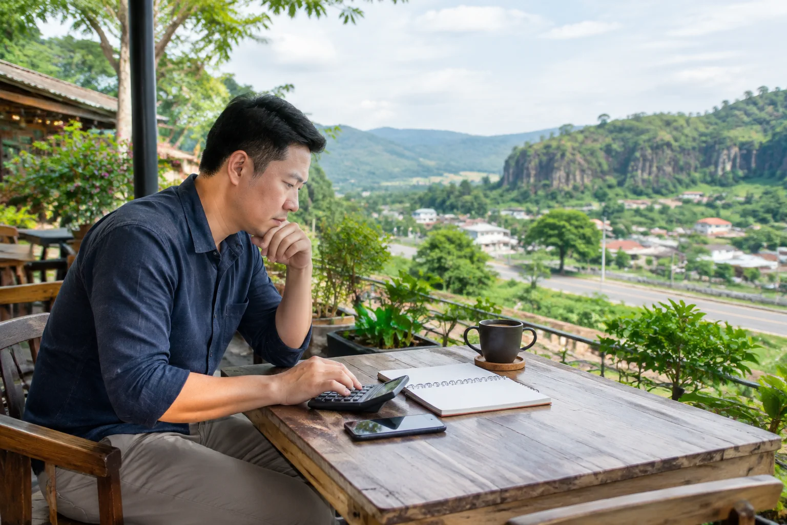 Người mua bất động sản tại Đắk Nông ngồi lập kế hoạch chuẩn bị giao dịch với góc nhìn tổng quan về việc cân nhắc các khoản cần chuẩn bị trước khi mua đất